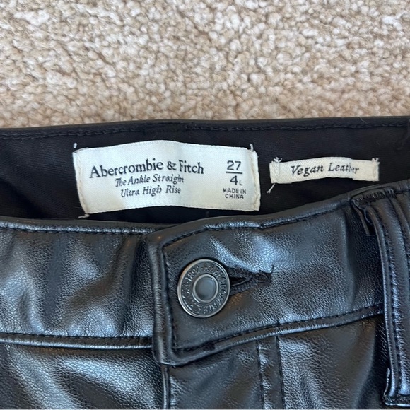 Abercrombie and Fitch Ankle Straight Ultra High Rise Vegan Leather Pants Size 27 - Picture 10 of 15